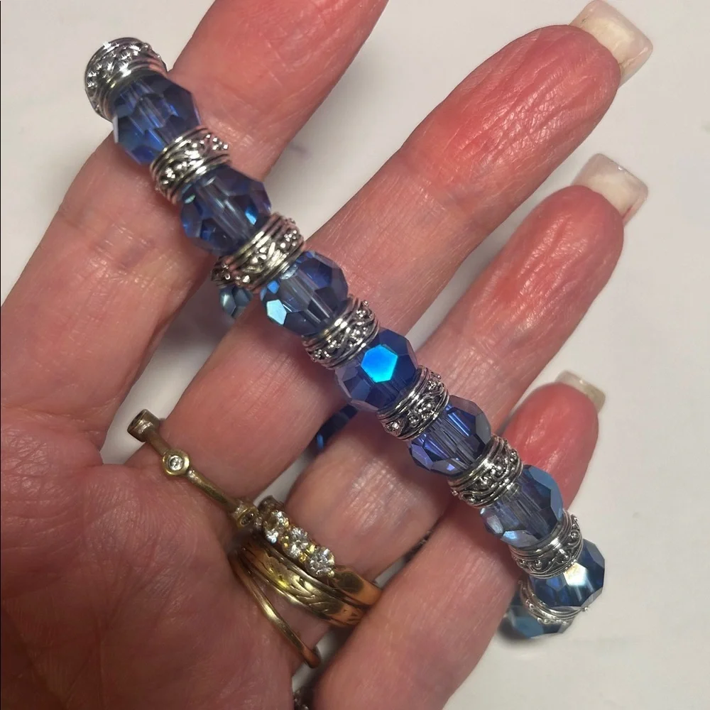 Stylish Silver & Blue AB Crystal Bracelet